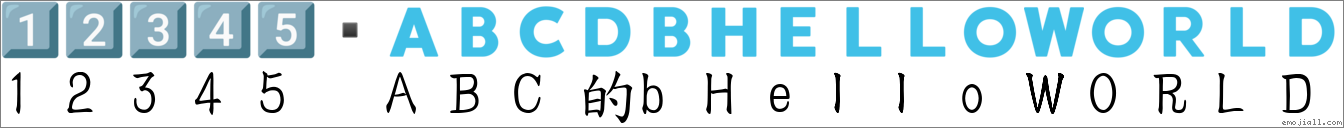 “12345 Abc的bhelloworld”轉爲emoji表情符號 《國語字典》📘 